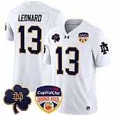 Men's Notre Dame Fighting Irish #13 Riley Leonard White F.U.S.E. 2024 Orange Bowl Patch Limited Stitched Jersey Dzhi,baseball caps,new era cap wholesale,wholesale hats